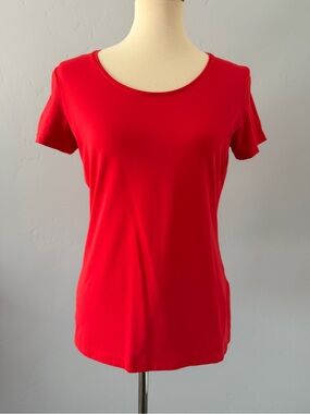 BOSS Hugo Boss Emmeline Tomato Red Orange-Red Scoop Neck Top Short Sleeve